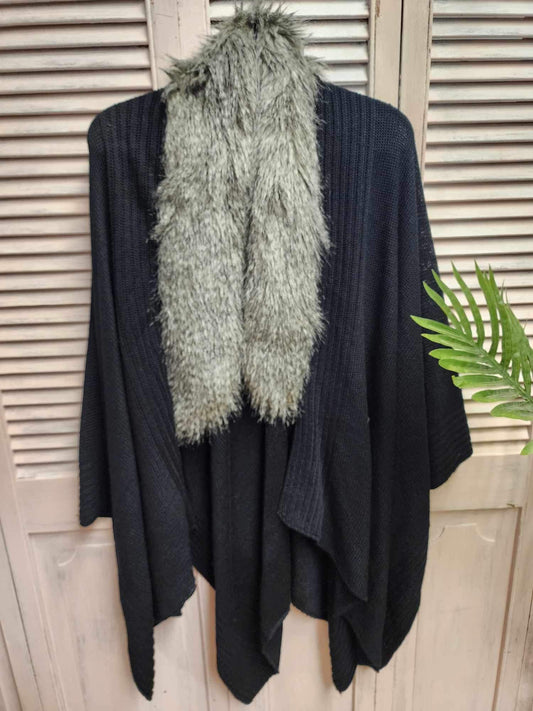 Knit Cardigan With Faux Fur